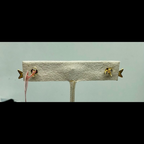 Simulated Ruby & Black Diamond Fish Studs - Picture 3 of 3